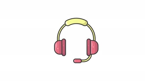 icono de auriculares, animación, gráfico en movimiento, icono de auriculares para icono empresarial, servicio al cliente