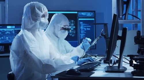 Group of Professional Engineer is Developing a Modern Microprocessor in a Futuristic Laboratory