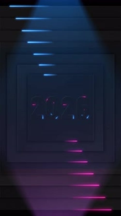 2026 Happy new year element abstract backgrounds glow perspective snowflake neon confetti flake