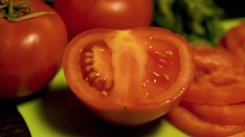 Close Up of Sliced Fresh Red Tomatoes