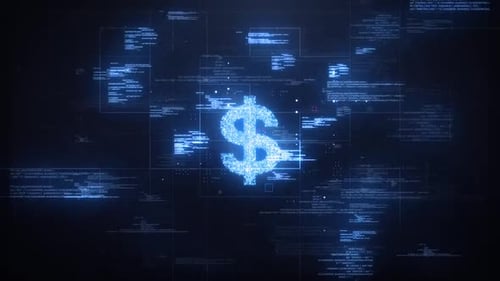 Futuristic Digital Dollar Sign Particle Reveal