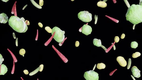 Realistic Fresh Vegetables Falling Seamless Loop
