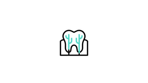 Animated Flat Design Tooth Icon with Growing Roots
