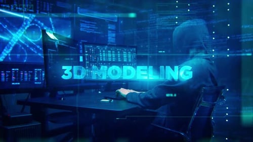 3D Modeling Concept Technology Futuristic Data Background V02