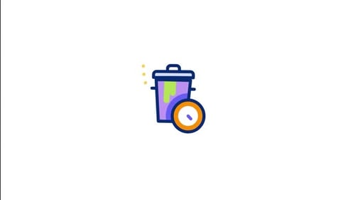 Flat Design Trash Can Icon: Loading and Removal Animation