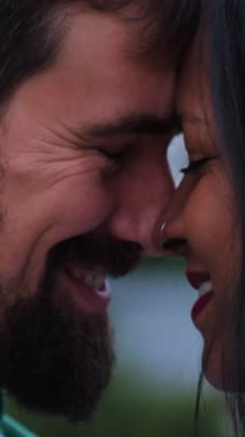 Romantic Couple Face to Face Loving Embrace
