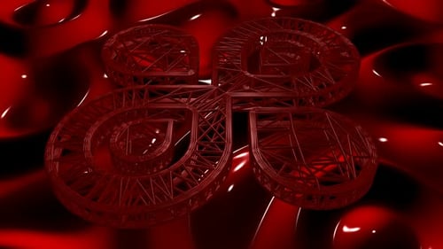 Red Background with Shape and Plasma, Exclusive, 3D Render, Unique Design, Reflection