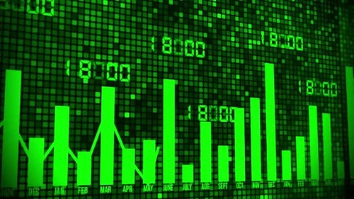 Financial Or Economics Graph With Green Digital Background