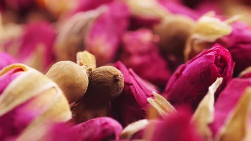 Dried Rose Bud Tea Texture Background Healthy Herbal Tea Macro Texture Close Up
