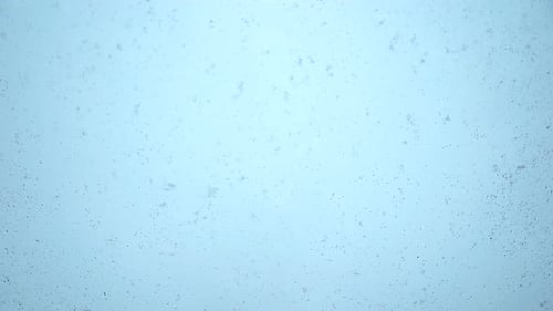 Closeup view snowflakes falling on the windshield of a car