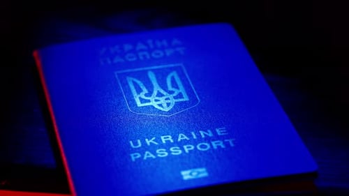 Close Up of Dark Blue Ukraine Passport