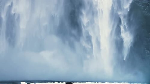 Huge frozen Waterfall in Iceland in Slow Motion