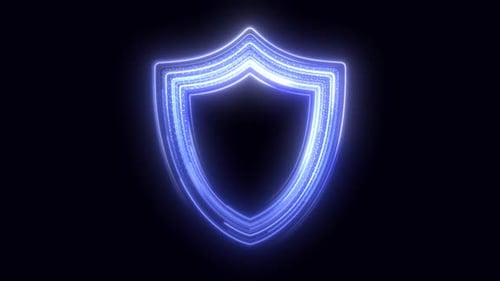 Neon Glowing Shield Security Loop Animation