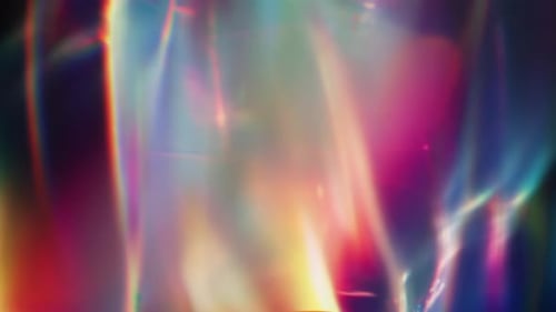Lichtaustritt aus irisierendem Glas mit weicher chromatischer Brechung, abstrakter Schleife, 4K