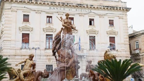 Ancient Baroque Fountain in Siracusa Sicily