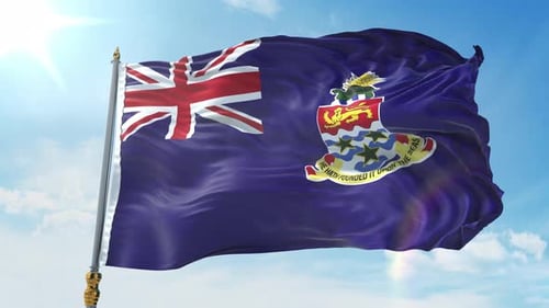 Cayman Islands National Flag Waving in Realistic Loop