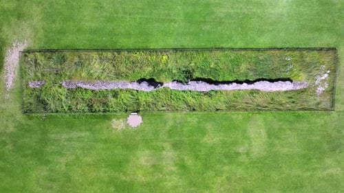 Historic Roman Wall in Verulamium Park St Albans Aerial View