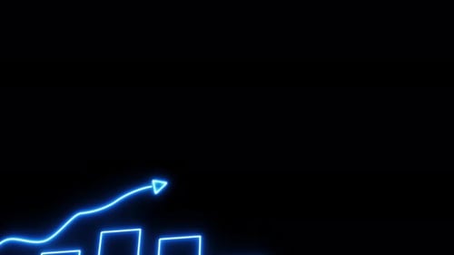 Animated Neon Line Graph and Bar Chart Showing Growth
