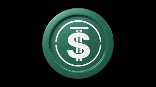 USDD coin 3d rotage 360 degrees in black bg Cryptocurrency token seemless loop