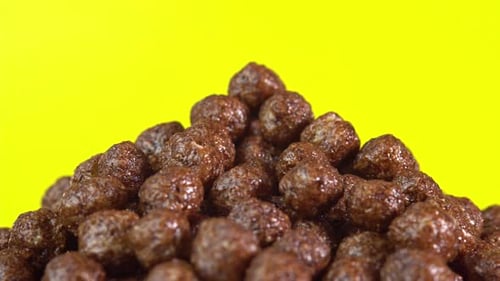 Chocolate Cereal Balls in Macro Close Up