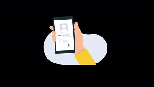 Hand-Holding Phone with ID Verification Concept Animation Video - Transparent