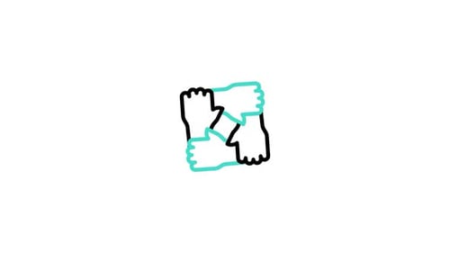 Flat Design Animated Icon of Interlocking Hands