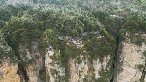 Tourists roam scenic viewpoint of Hallelujah mountain inspiration in Zhangjiajie China