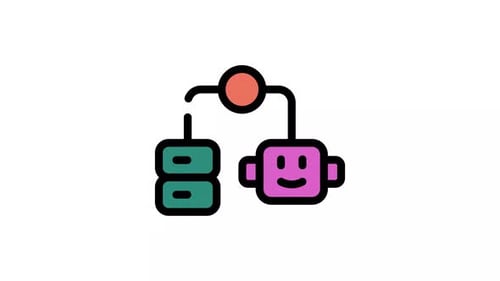 Animated Flat Design Robot Data Connection Icon