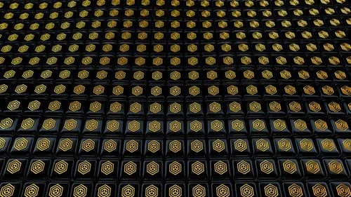 Elegant Golden Geometric Cubes Looping Background Pattern