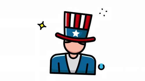Animated Made in uk a Uncle sam wearing a top hat.
