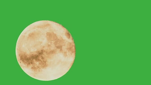 Full Moon Rises Dramatically Through Clouds in Captivating Time Lapse Under Dark Sky Green Screen