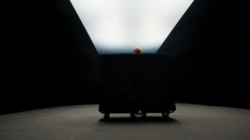 Abstract Studio Shot with Black Box and Person