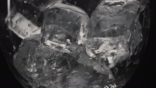 Ice Cubes in a Glass on a Black Background
