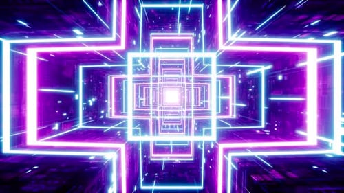 Neon Light Cross Cyber Tunnel