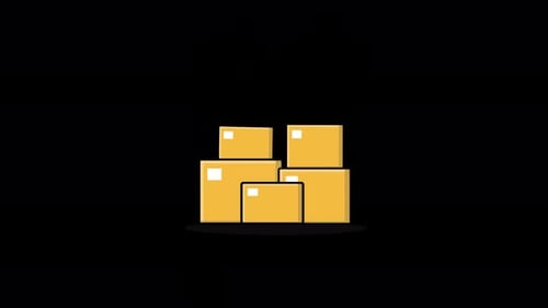 Flat Design Animation of Falling Boxes Stacking