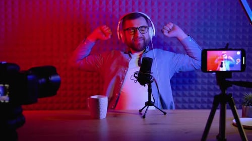 Blogger or Radio DJ is Resting After a Successful Online Stream