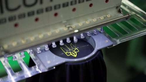 Embroidery Machine in Operation Concept of Cultural Embroidery
