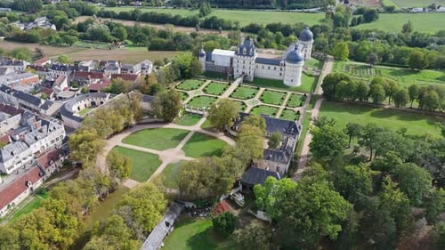 Aerial view of Valençay Castle, France.