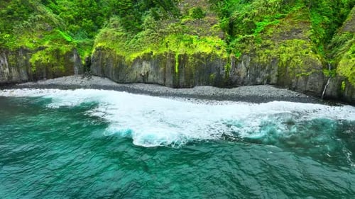 Scenic Ocean Coastline Pure Blue Water Sharp Mountain Cliffs Paradise Landscape