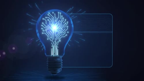 Artificial Intelligence Light Bulb Innovation with Circuit Board