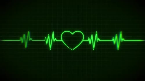 Glowing Green Neon Heartbeat Pulse Line Loop