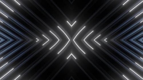 Динамичный неоновый световой туннель с футуристическими геометрическими узорами