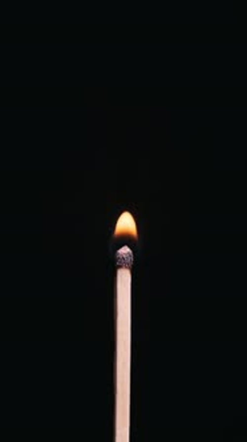 Match Ignites and Burns Down in Dark