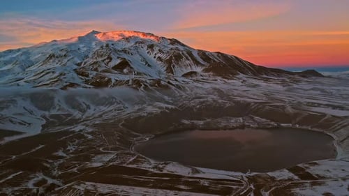 Snowy Mountain and Lake Landscape