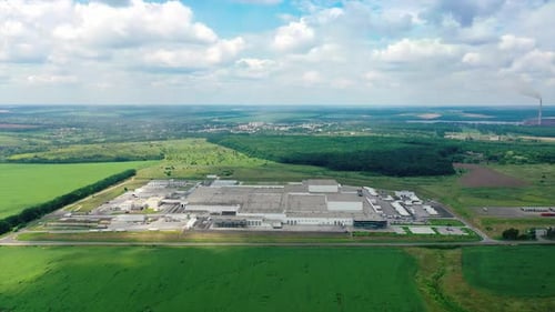 Industrial landscape. Large factory surrounded