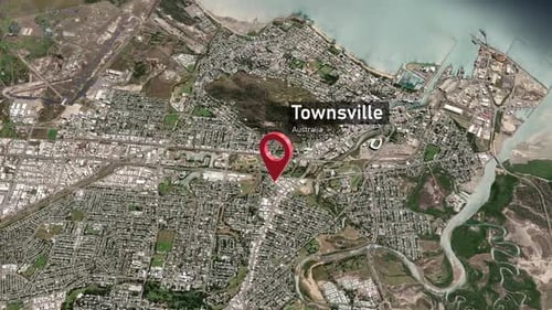 Townsville City Zoom (Australia) from Space to Earth