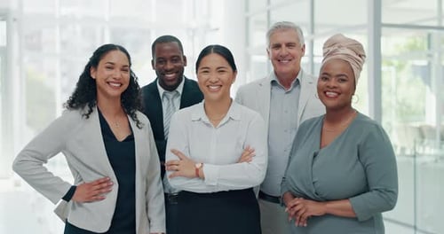 Smiling Diverse Coworkers in the Office