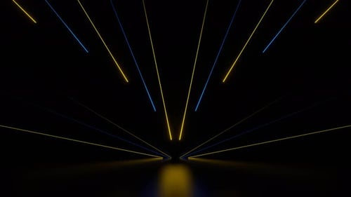 Blue And Yellow Bright Neon Stripes Background Vj Loop In 4K