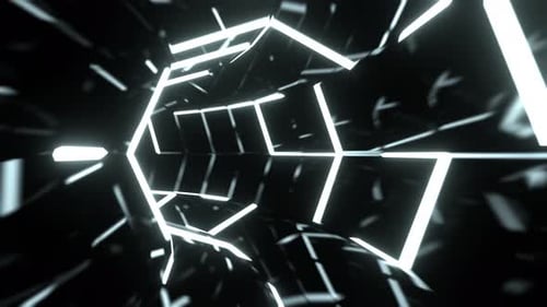 White Strobe Abstract Neon Octagonal Portal Background Vj Loop I 4K