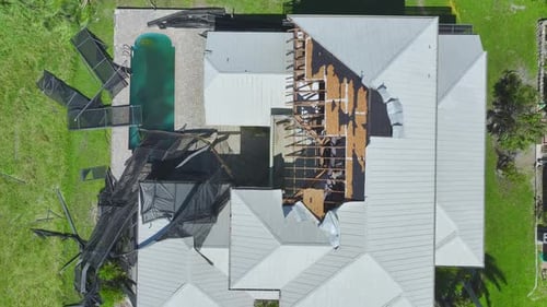 Hurricane Ian Destroyed House in Florida Residential Area